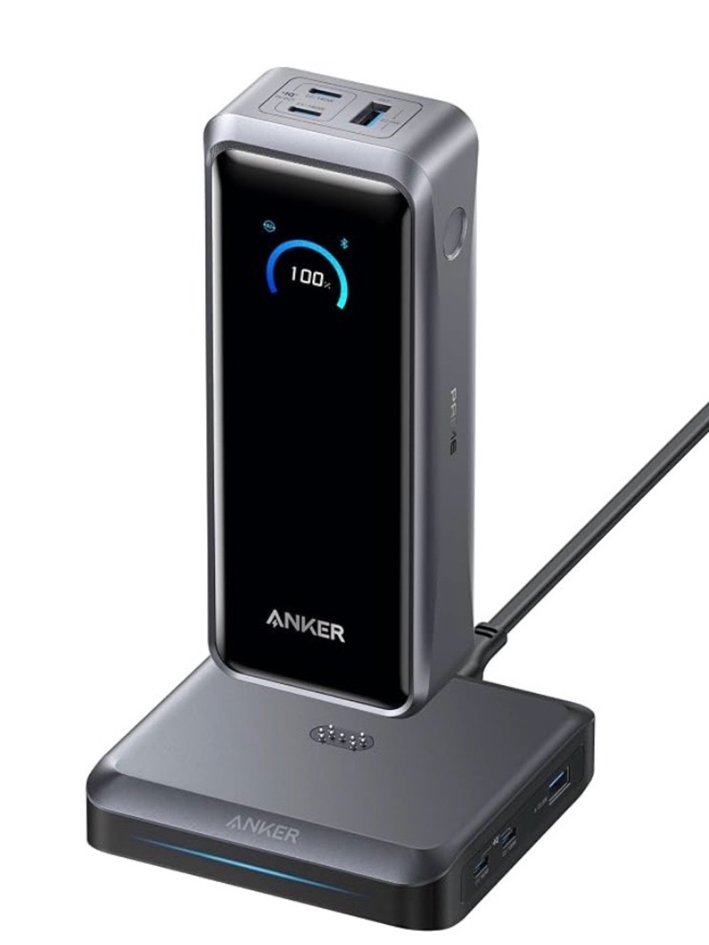 Anker Prime Power Bank with Charging Base — Gray and Black